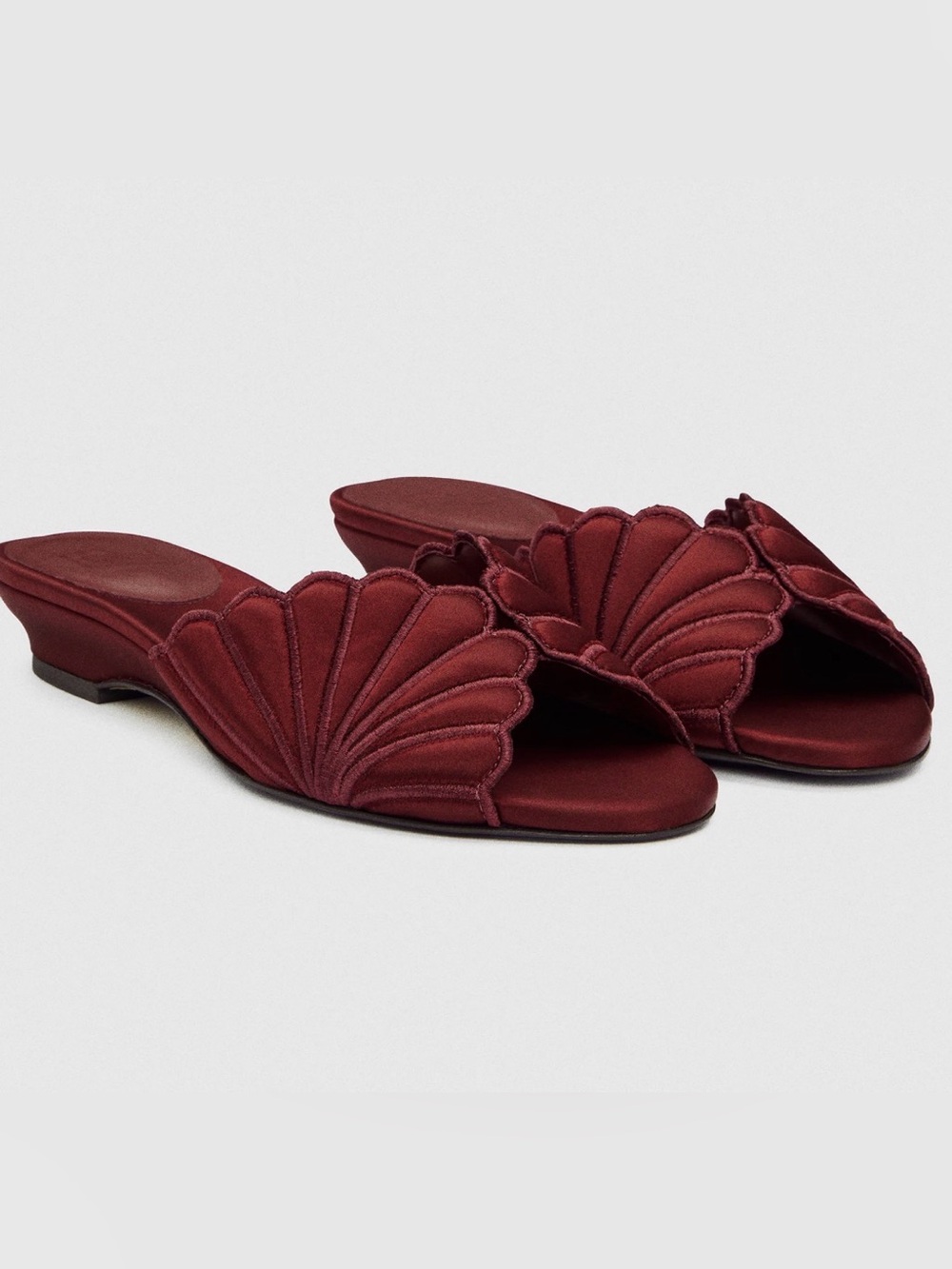 Reformation Waldena Baby Wedge in Chianti Satin